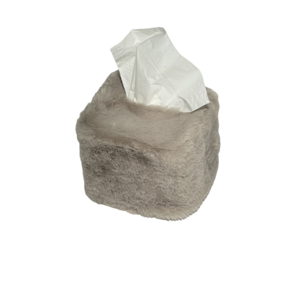 Housse boîte à Kleenex carrée, fourrure beige