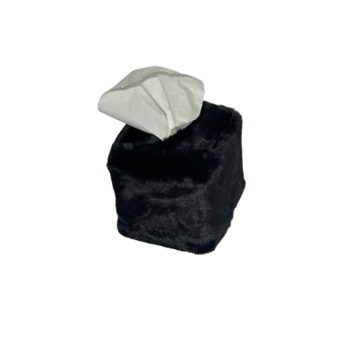 Housse boîte à Kleenex carrée, fourrure noire